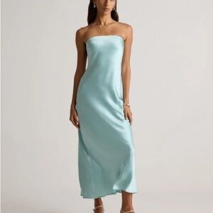 Quince Strapless Dress in Soft Aqua